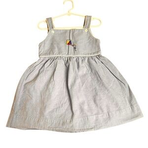 Strasburg Blue Chambray Sleeveless Kite Embroidered Sundress Dress 3T